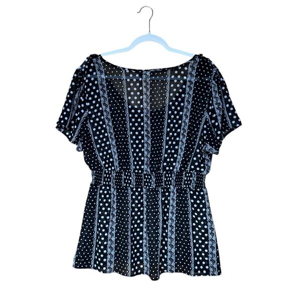 Torrid Plus Size 1X Black Sheer Babydoll Overlay Top Polka Dot Floral Flutter - Picture 4 of 6